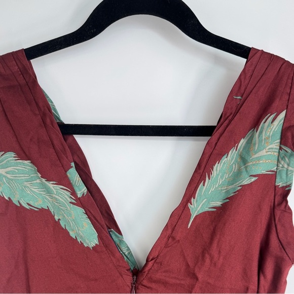 Marc Jacob’s 100% Cotton Y2K Feather Print V Neck Thick Strap Mini Dress - Picture 3 of 4